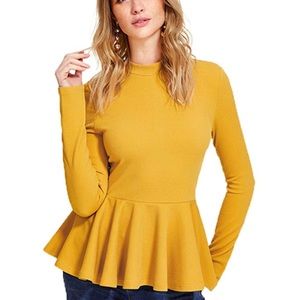 Long Sleeve Knit Peplum Top